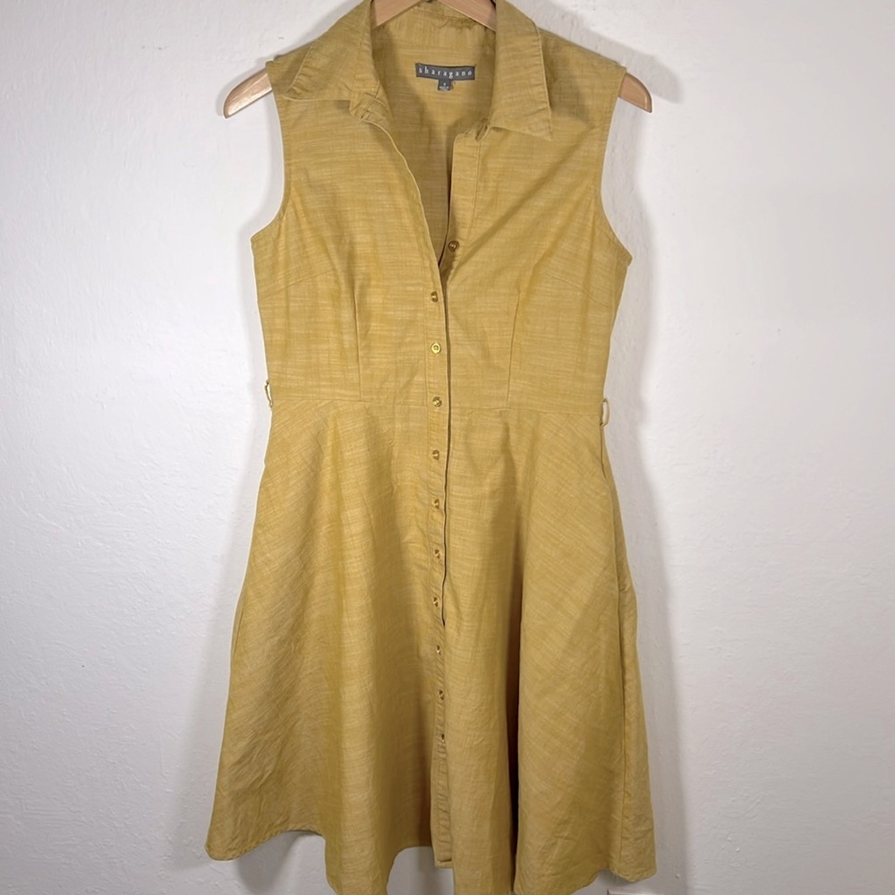Sharagano‎ mustard yellow dress size 8 a-line
